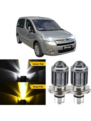 Caralp Citroen Berlingo Mk2 2009-2018 Uyumlu Mercekli Far Ampulü LED Xenon Çift Renk Sarı-Beyaz Far Şimşek Etkili Csp LED Lamba Uzun Kısa 2 Adet Takım