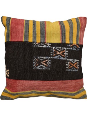 Kilim Antik El Dokuma Patchwork Kırkyama Dekoratif Kilim Kırlent Yastık Kılıfı 0910 - Yeni - Çok Renkli
