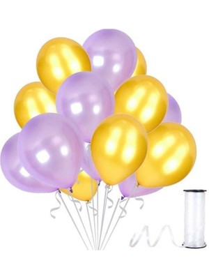 Empressco Mor ve Altın Renkli, Sedefli Balon Paketi, 30 Adet, Şık ve Neşeli Kutlama Aksesuarı