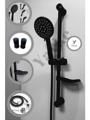 Teknotrust Mat Siyah Yuvarlak Panter 3 Fonksiyonlu Sürgülü Duş Seti
