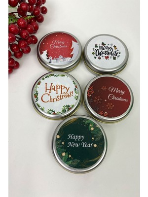 Empressco Yılbaşı Temalı 5'li Renkli Gümüş Mum Seti, Şık ve Parlak Dekorasyon Malzemeleri