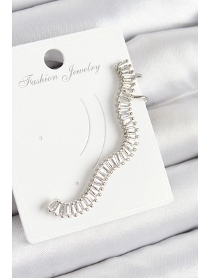 Eco Port Pirinç Su Yolu Model Gümüş Renk Sağ Kıkırdak Küpe