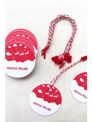 Empressco Kırmızı Yılbaşı Hediye Paketi Etiketi, 50 Adet, Şık ve Renkli Tasarım