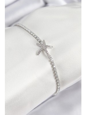 Eco Port Pirinç Zirkon Taşlı Deniz Yıldızı Model Gümüş Renk Kadın Bileklik