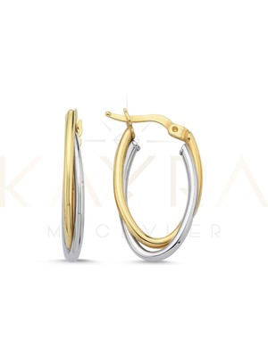 Kayra Mücevher Yeşil ve Beyaz Altın Halka Küpe  AHK102