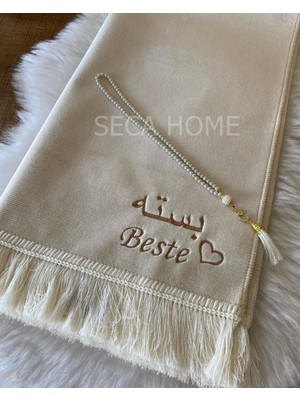 YigiTech Kişiye Özel Isimli Lüx Kadife Seccade, Düz Velur Isim Nakışlı Seccade, Çeyizlik Hediyelik Seccade