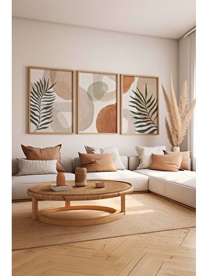 Artavessa 3 Parça Ham Renk Gerçek Ahşap Çerçeveli Tablo Seti - Model 10