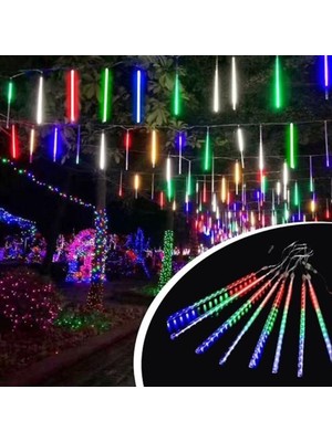 Sonx 8 Adet Meteor Kayan Tüp LED Ağaç Bahçe Sokak Yağmur Işıkları Solar Güneş Enerjili