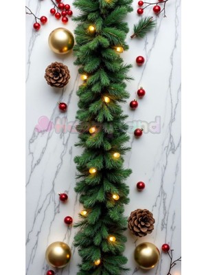 Empressco 160 cm Yeşil Kalın Dal Çam Ağacı Süsleme Garland 3 M Peri LED