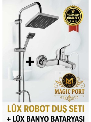 Teknotrust Gri Otomatik Yağmurlama Tepe Duş Başlığı ve Banyo Bataryası Seti