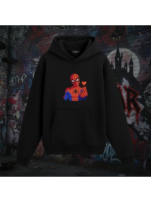 Alucard Wear Örümcek Adam Kalp Baskılı Unisex Sweatshirt