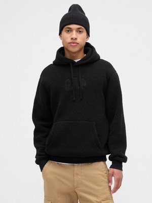 Gap Erkek Siyah Relaxed Gap Logo Sherpa Knit Sweatshirt