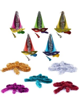 Empressco 5'li Simli Fırfır Süs, Yılbaşı Dekor Seti, Beyaz, Şık ve Parlak Süsler