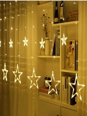 Empressco Yıldızlı Sarkıt LED Perde, Sarı Işık, Parlak ve Şık Dekorasyon Aksesuarı