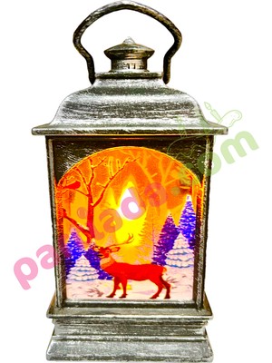 Empressco Şık Bej Askılı LED Fener, Geyik Baskılı, 6.5-13 Cm, Dayanıklı ve Pratik Kullanım