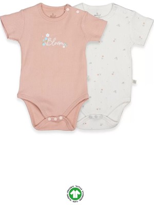 Moda Şahsenem Bistyle Flying Bloom White Yarım Kol 2'li Body 17118 Ekru Gül Kurusu