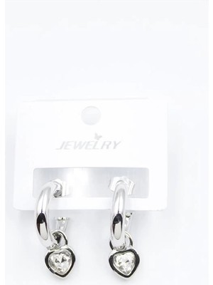 Remstdrk Kalp Halka Küpe - Beyaz