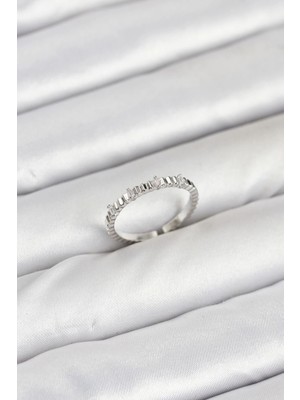 Eco Port Pirinç Gümüş Renk Lazer Kesim Kadın Yüzük