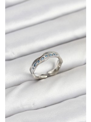 Eco Port Pirinç Gümüş Renk Zirkon Taşlı Vintage Kadın Yüzük