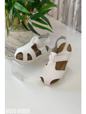 Mojo Bebek Mojo Unisex Çocuk Anatomik Mantar Taban Hakiki Deri Ayakkabı Beyaz
