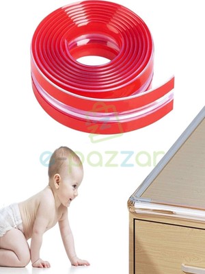 Epazzar 2 Metre Şeffaf Silikon Kendinden Yapışkanlı Slim Bebek Çoçuk Masa Mobilya Beşik Kapı Kenar Koruyucu
