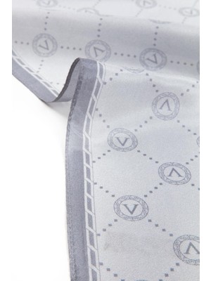 Vissona % 100 Ipek V Logo Desenli Gri Renkli 90X210 Şal