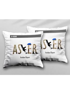 Art Hediye Kişiye Özel Asker Iki Adet Iki Tarafı Baskılı Yıkanabilir Yastık Kırlent Kılıfı