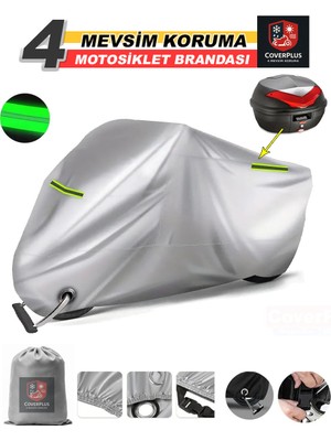 Encover Rmg Moto Gusto Panzer 125 Reflektörlü Gri (Arka Çanta Uyumlu) Motosiklet Brandası,motor Branda Motor Örtüsü (Güvenlik Kilidi ve Bağlantı Tokalı)