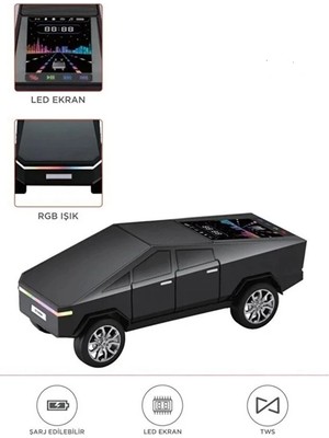 D68 Cyber Model Araba Tasarımlı Bluetooth Hoparlör 15W Güçlü Ses Rgb LED /tws/usb Siyah