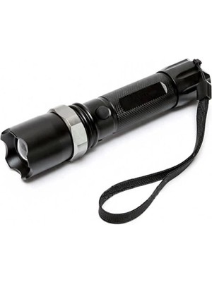 KM-110 Profesyonel Şarjlı El Feneri Ledli+Flashlight+Zoom Özellikli  Atlı 6 Parça Full Set