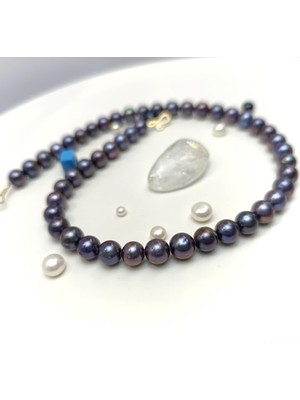 Genel Siyah Gerçek Inci Gerdanlık Kolye 14 Ayar Altın Hd Videolu