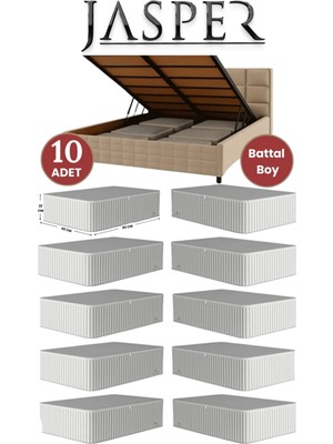 Jasper Antrasit Çizgili Büyük Boy Baza Altı ve Çekyat Hurç - 65X45X22 cm - Organizer.