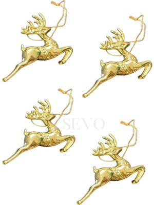 Empressco Yılbaşı Geyik Süsü 4’lü Parlak Gold Çam Ağacı Dekorasyonu