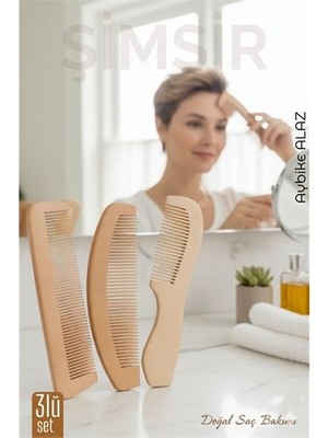 Fırsatkolik 3 Lü Doğal Şimşir Ahşap Tarak Seti– 16 Cm, Anti-Statik, Kepek Karşıtı ve El Yapımı