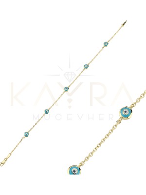 Kayra Mücevher Nazar Boncuklu Mineli Altın Bileklik  AÇB24