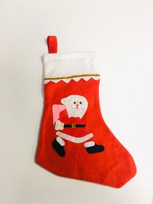 Empressco Yılbaşı Temalı Keçe Çorap, Noel Baba Tasarımı, Pembe Renk, Şık ve Sevimli Süsleme