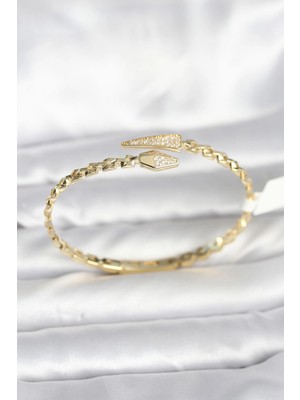 Eco Port Yılan Model Pirinç Gold Renk Kadın Kelepçe Bileklik