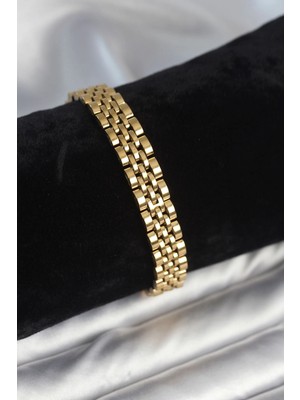 Eco Port 316L Çelik 9 mm Kalınlıkta Gold Renkli Erkek Bileklik