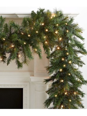Empressco Yeşil Büyük Boy Yılbaşı Çam Dalı 240 Cm, Garland Süslemeleriyle Dekoratif Parça