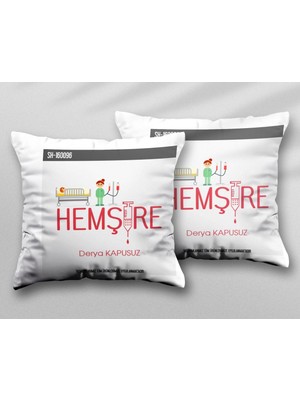 Art Hediye Kişiye Özel Hemşire Ytk Iki Adet Iki Tarafı Baskılı Yıkanabilir Yastık Kırlent Kılıfı