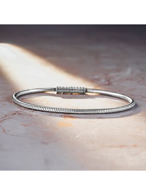 Takılingo 925 Ayar Gümüş Spiral Model Minimal Parlak Tasarım Erkek Bileklik