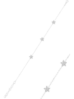 Söğütlü Silver Gümüş Rodyumlu Zirkon Taşlı Çiçek Bileklik SGTL12589RODAJ
