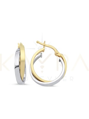 Kayra Mücevher Yeşil ve Beyaz Altın Halka Küpe AHK98