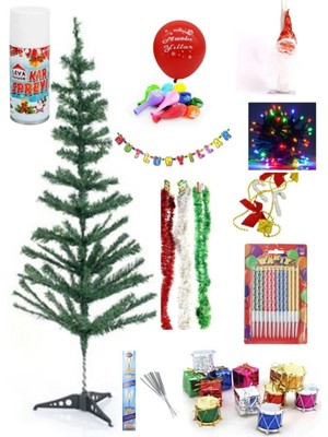 Empressco Yılbaşı Çam Ağaç Seti 100 Cm, Ekstra Süslemeli, Bej Renkli