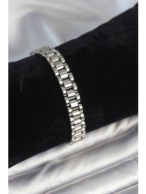 Eco Port 316L Çelik Gümüş Renk 9 mm Kalınlık Erkek Bileklik