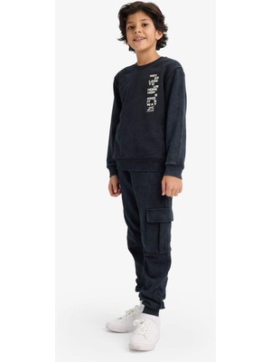 DeFacto Erkek Çocuk 2'li Takım Baskılı Sweatshirt Eşofman Altı G4968A825WN