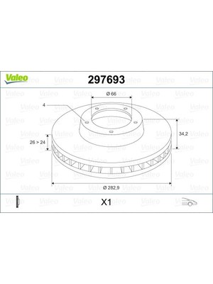 Valeo Ön Fren Aynasi Corsa F-Crosland X-Mokka E-PARTNER-BERLINGO-307-207-208-2008-1007-308-C3-C3 Aircross- C4-C5-Xsara-Ds3 283X26X4DLXHAVALI 4249.84-4249.18 Almla