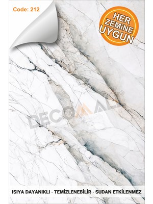 Decomall Suya Dayanıklı Mutfak Banyo Zemin Fayans Yapışkanlı Folyo Kaplama Laminasyonlu Code 212