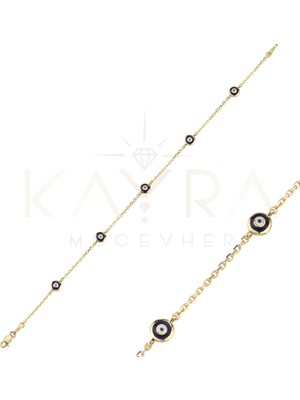 Kayra Mücevher Nazar Boncuklu Mineli Altın Bileklik AÇB25