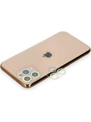 Buğz Iphone 11 Pro Renkli Kamera Lens Koruma Cam - Yeşil-Sarı